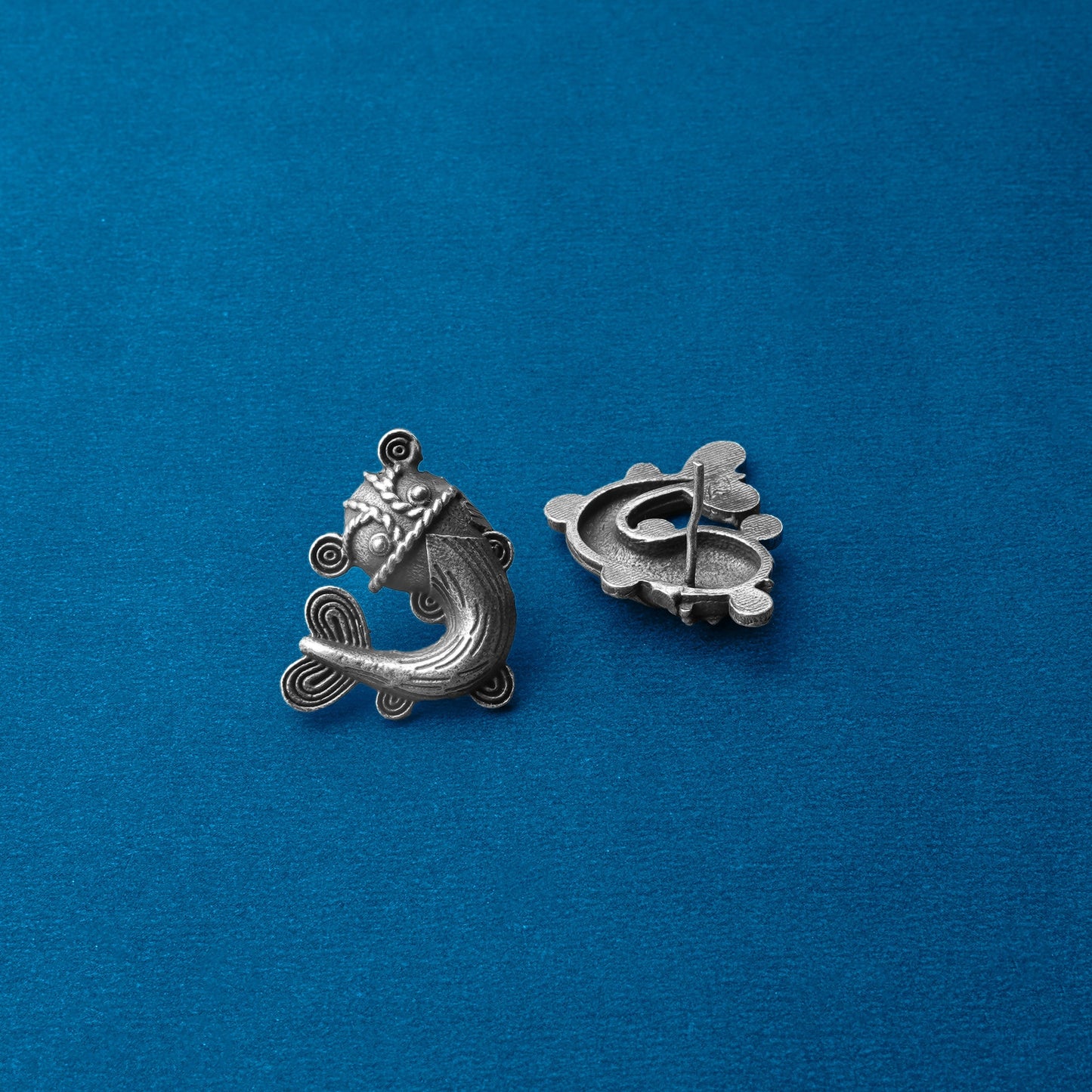 Hastidant- Silver Brass oxidised stud earrings
