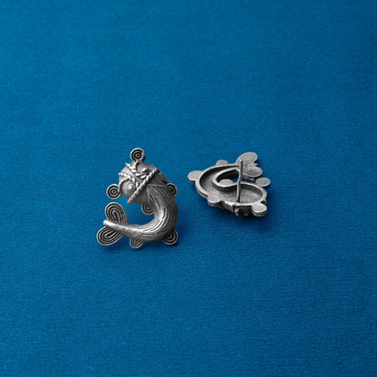 Hastidant- Silver Brass oxidised stud earrings