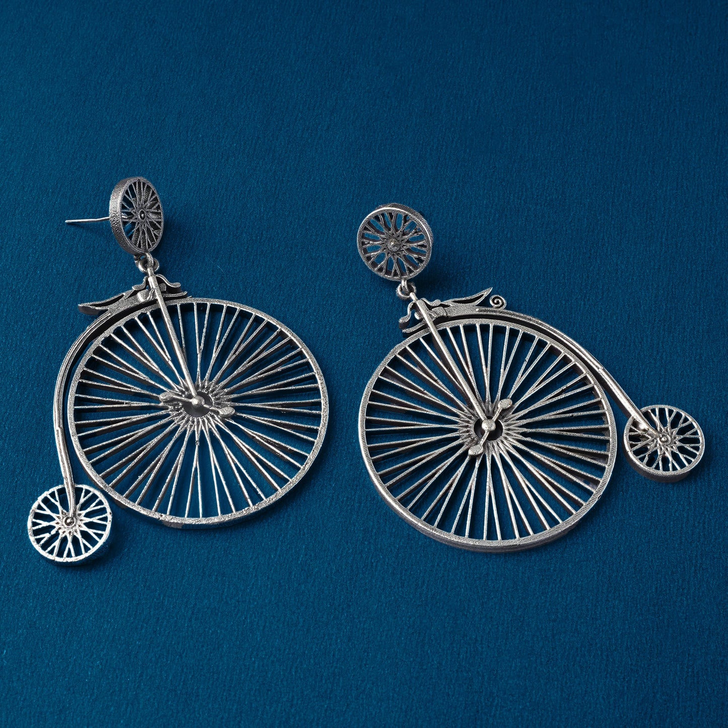 RatnaChakra- Silver Brass Oxidised dangler earrings