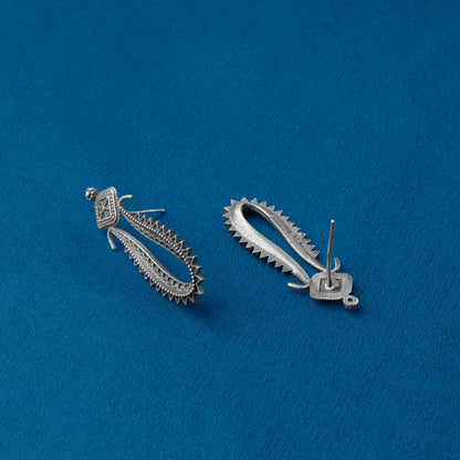 Chandira- Silver Brass oxidised stud earrings
