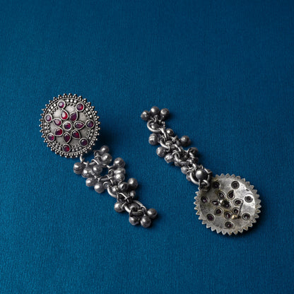 Shyamrekha- Silver Brass ghunghroo dangler earrings