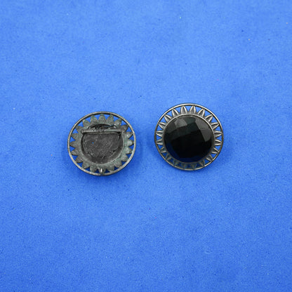 Manikya- Silver Brass Stone-Studded Stud Earrings(Black)