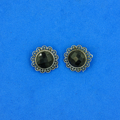 Rajni- Silver Brass Stone-Studded Stud Earrings