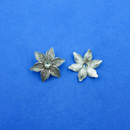 Juhi- Silver Brass Stone-Studded Stud Earrings(White)