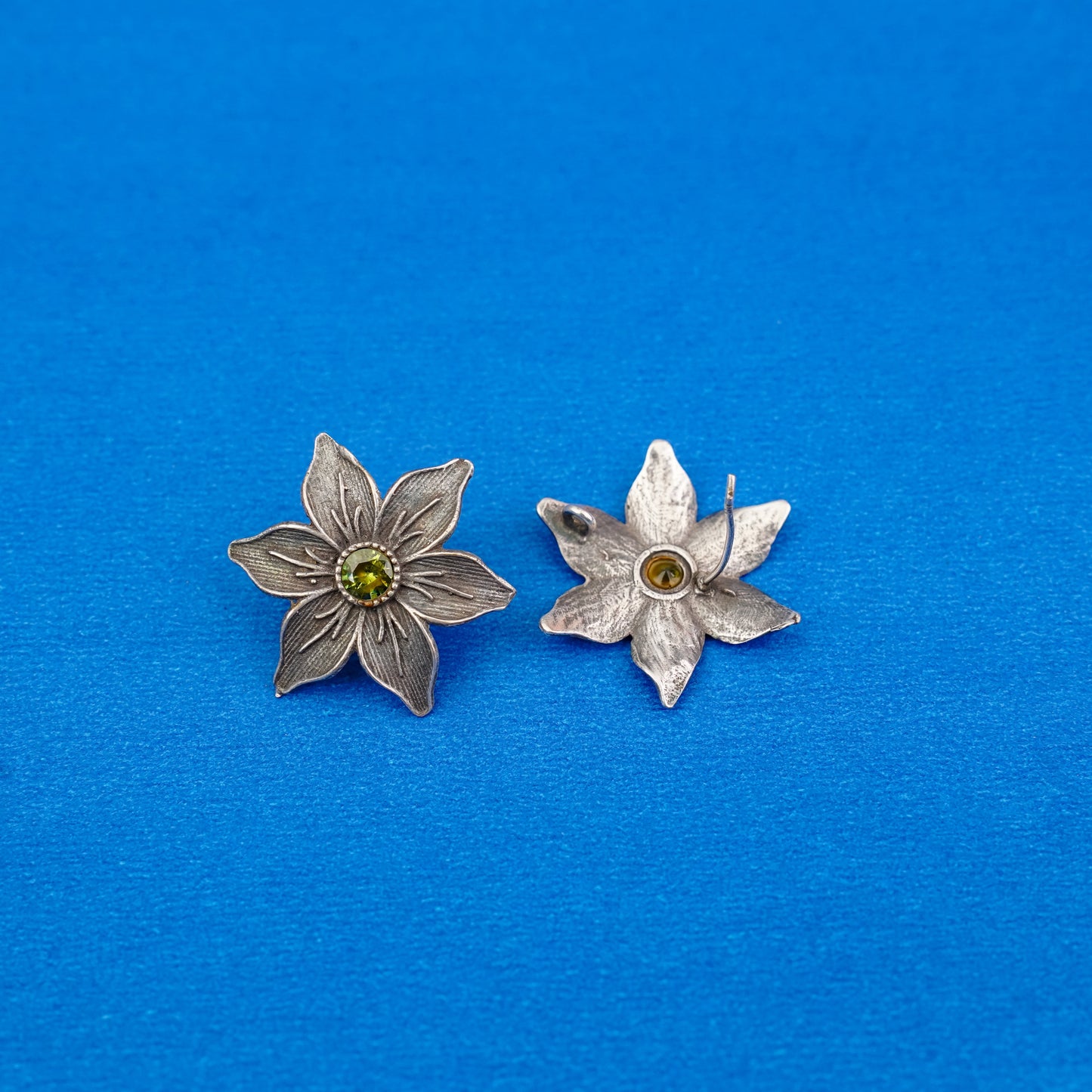 Juhi- Silver Brass Stone-Studded Stud Earrings