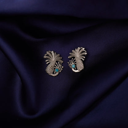 Morni- Silver Brass Stone-Studded Stud Earrings