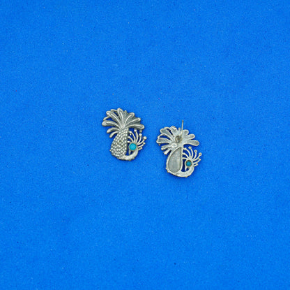 Morni- Silver Brass Stone-Studded Stud Earrings