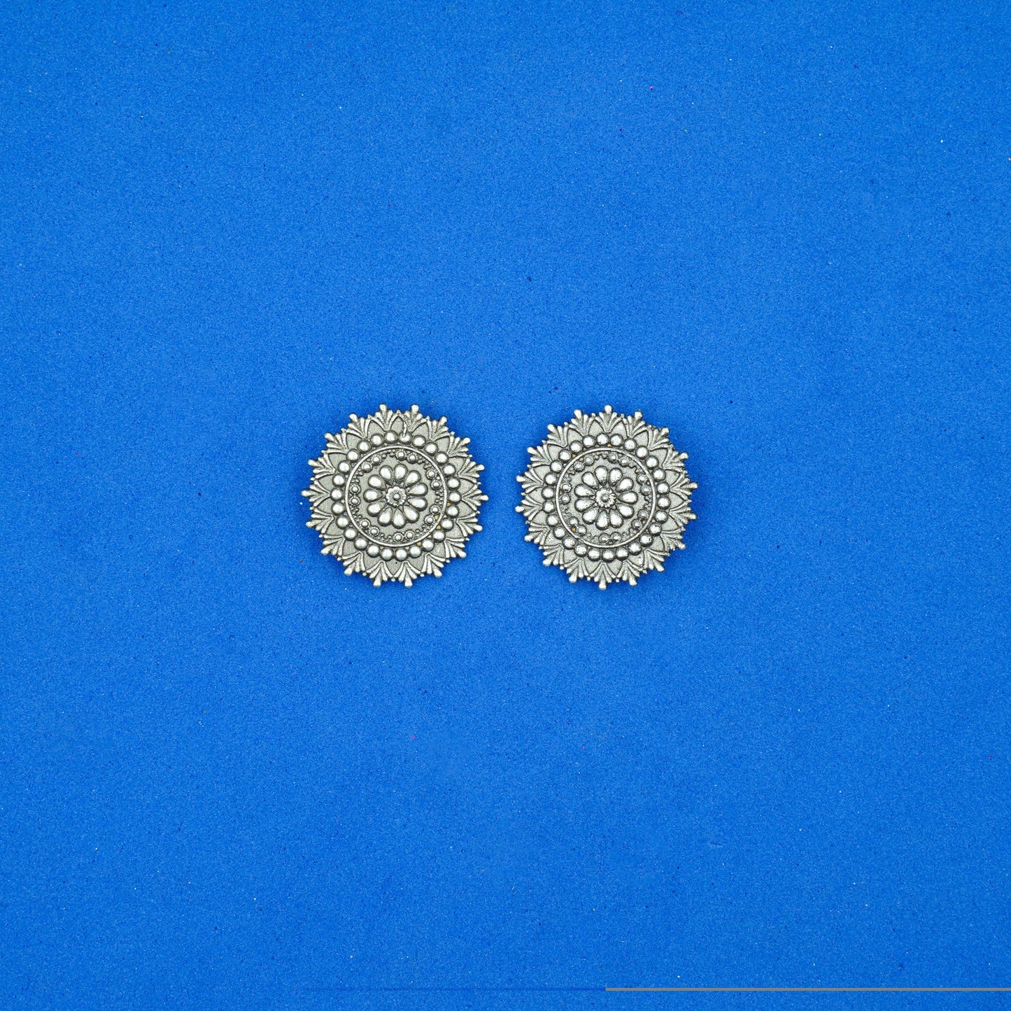 RajatPhool- Silver Brass Oxidised Stud Earrings