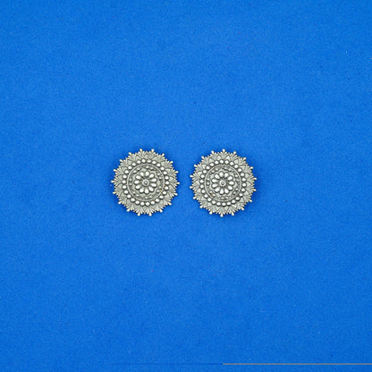 RajatPhool- Silver Brass Oxidised Stud Earrings