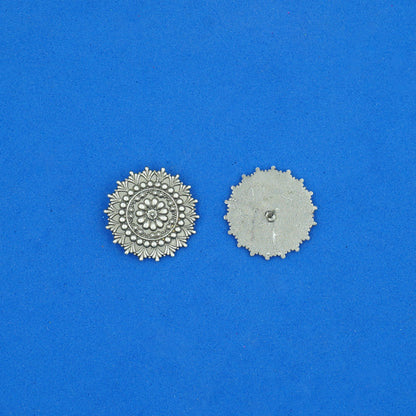 RajatPhool- Silver Brass Oxidised Stud Earrings