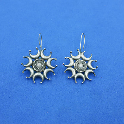Chanda- Silver Brass oxidised dangler earrings