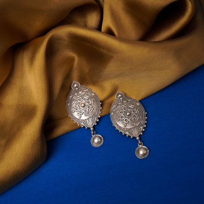 Abhiraama- Silver Brass oxidised dangler earrings
