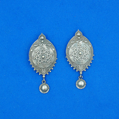 Abhiraama- Silver Brass oxidised dangler earrings
