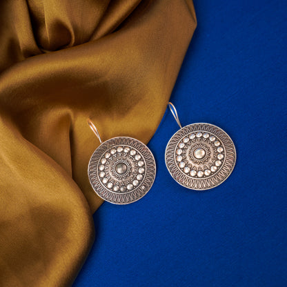 ChandChakra- Silver Brass Oxidised stud earrings