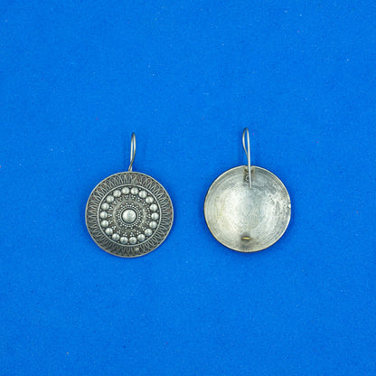 ChandChakra- Silver Brass Oxidised stud earrings
