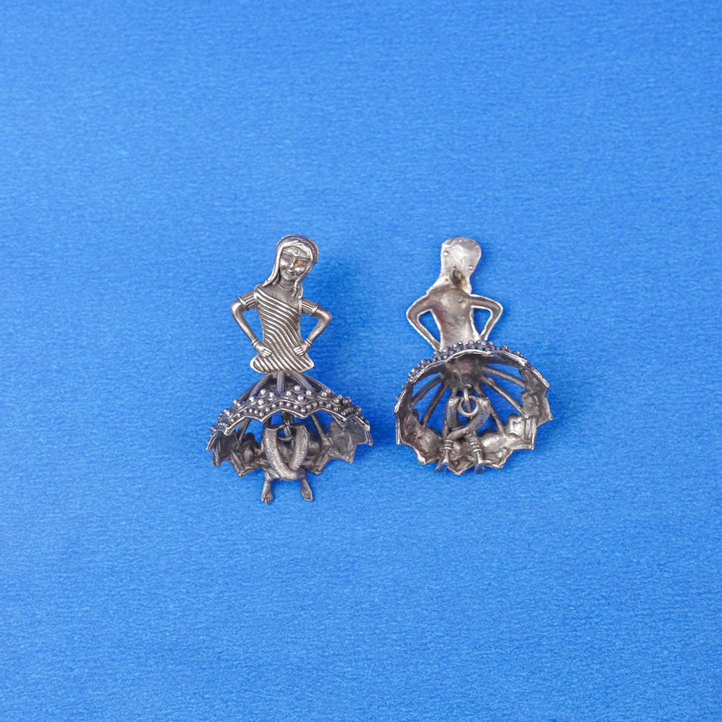 Gudiya- Silver Brass Oxidised stud Earrings