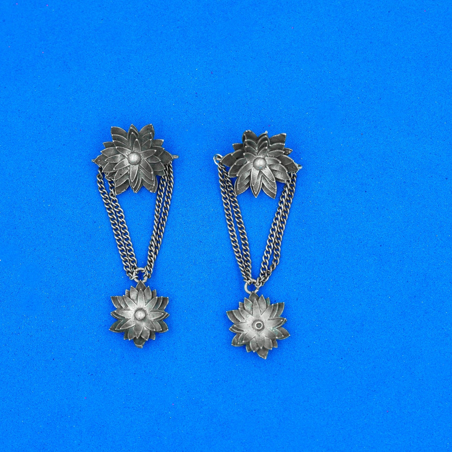 kamala- Silver Brass Oxidised dangler earrings