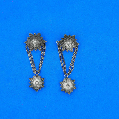 kamala- Silver Brass Oxidised dangler earrings