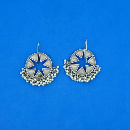 Sitara- Silver Brass Pearl dangler earrings