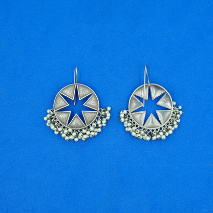 Sitara- Silver Brass Pearl dangler earrings