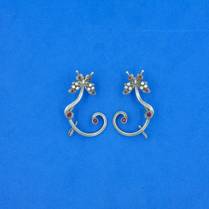 Shyamroop- Silver Brass Oxidised Dangler Earrings