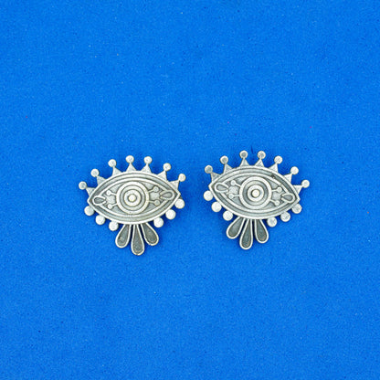 Naina- Silver Brass Oxidised stud earrings