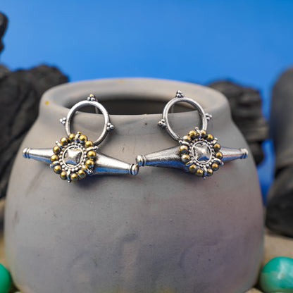 ArkaShringar- Silver Brass Oxidised stud earrings