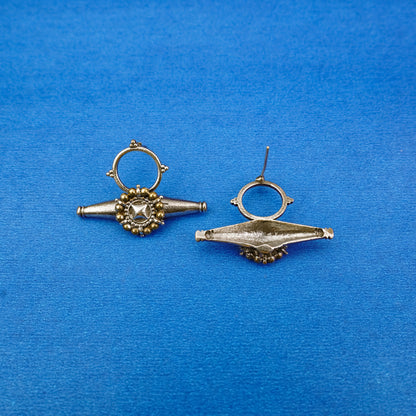 ArkaShringar- Silver Brass Oxidised stud earrings