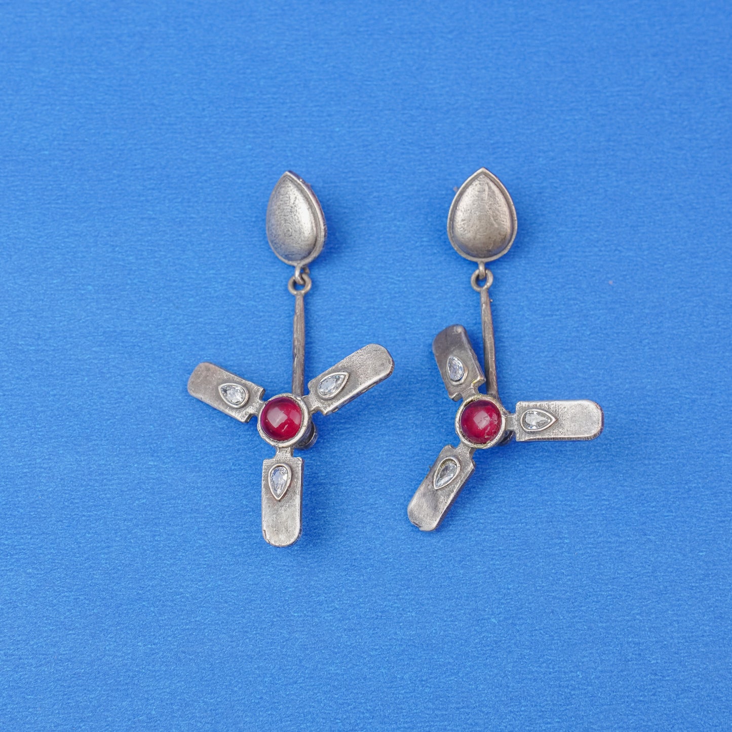 Pawan- Silver Brass Oxidised dangler earrings