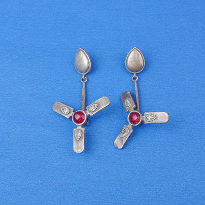 Pawan- Silver Brass Oxidised dangler earrings