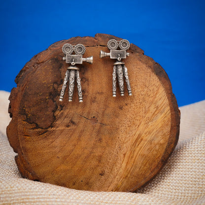 Tasveer- Silver Brass oxidised stud earrings