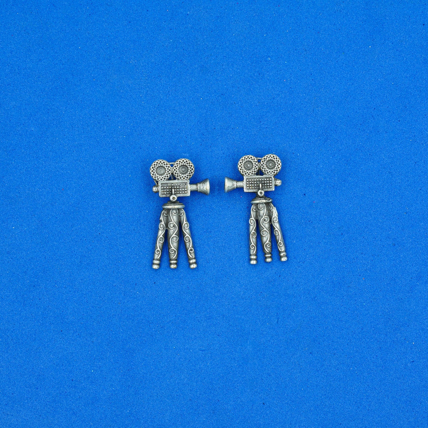 Tasveer- Silver Brass oxidised stud earrings
