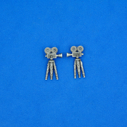 Tasveer- Silver Brass oxidised stud earrings