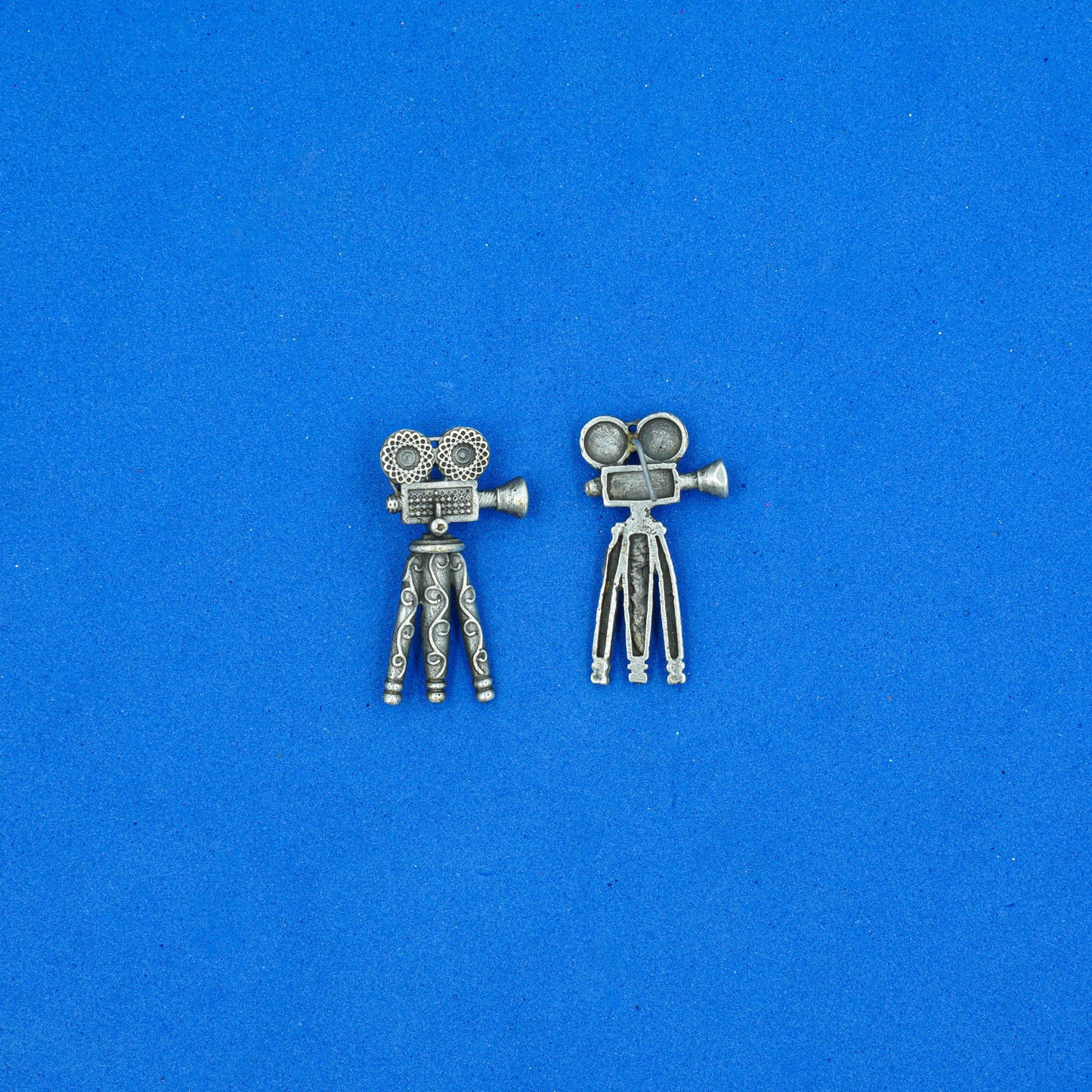 Tasveer- Silver Brass oxidised stud earrings
