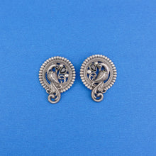 Silver toned brass Peacock Studs