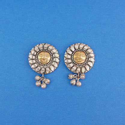 Surya- Silver Brass Oxidisd dangler earrings