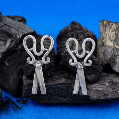 Katri- Silver Brass oxidised stud earrings