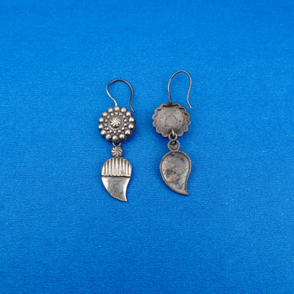 PushpKairi- Silver Brass Oxidised dangler earrings