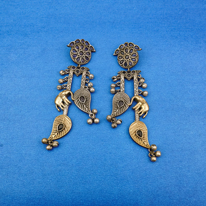 Dual toned Antique polish Brass Danglers