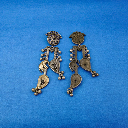 Dual toned Antique polish Brass Danglers