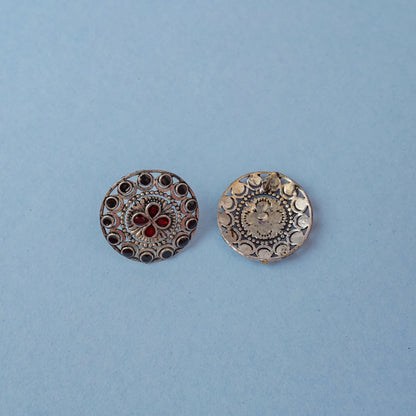 Manik- Silver Brass Stone-Studded Stud Earrings