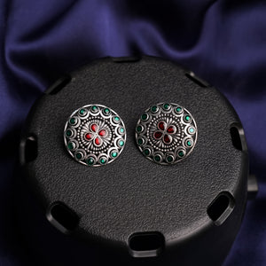 Red And Green Stone Studded Studs