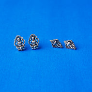 Combo of 2  Oxidised Silver Studs