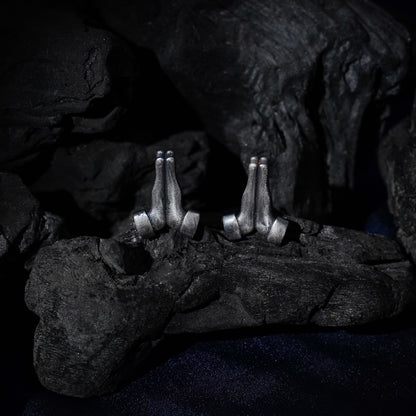 Namra- Silver Brass Oxidised Stud Earrings