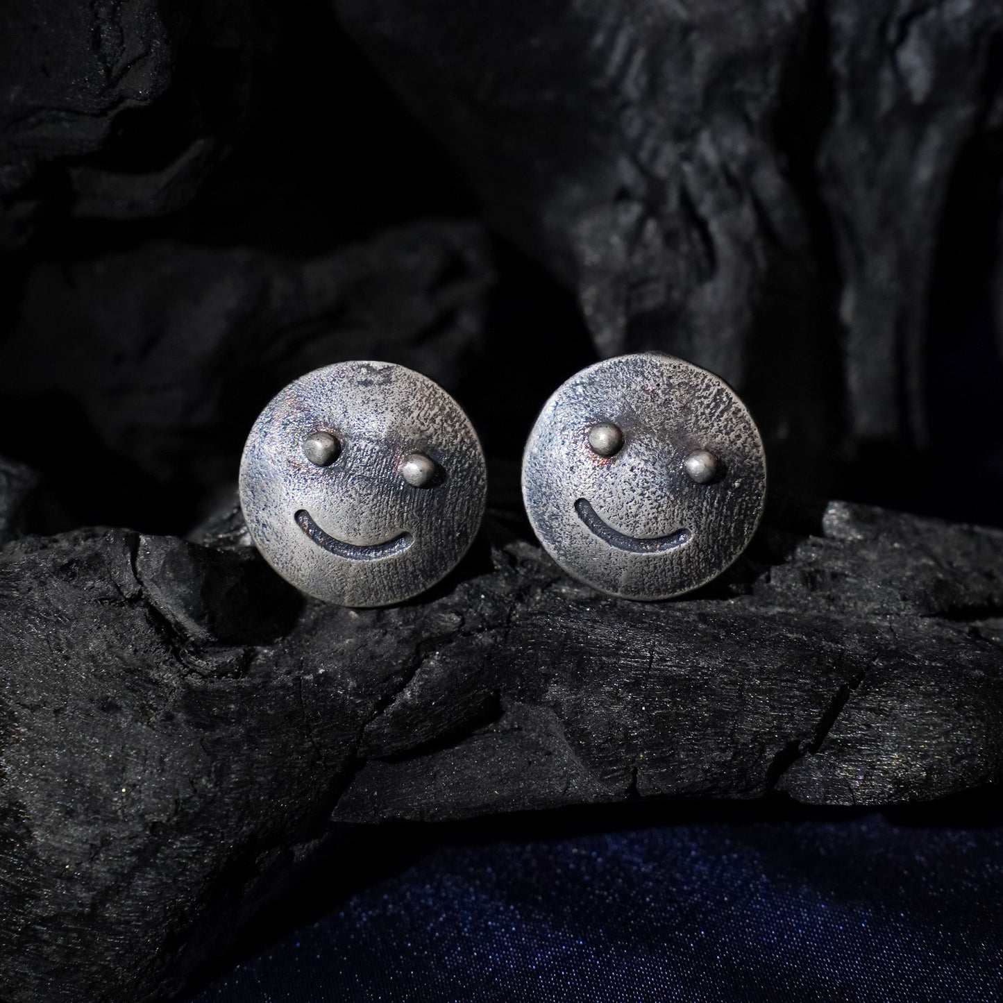 Muskaan- Silver Brass oxidised stud earrings