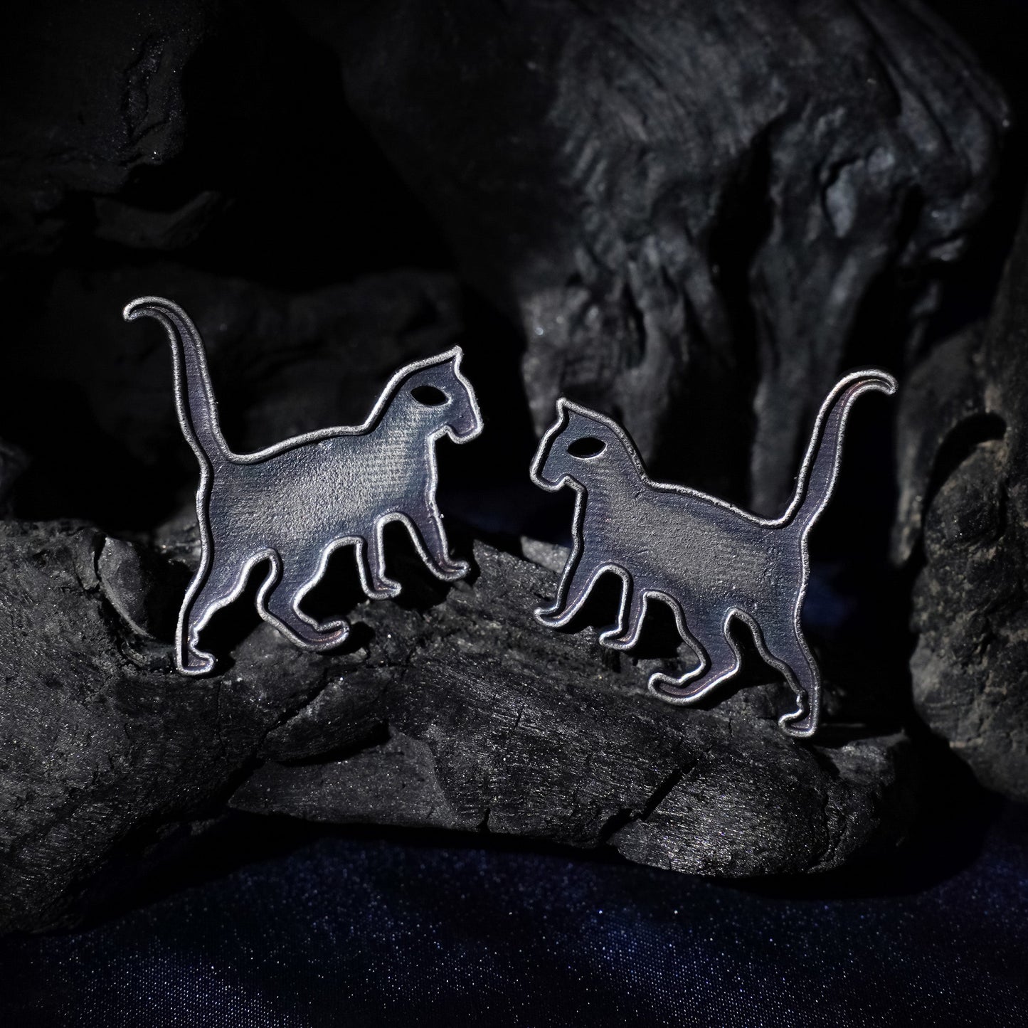 Marjari- Silver Brass oxidised stud earrings