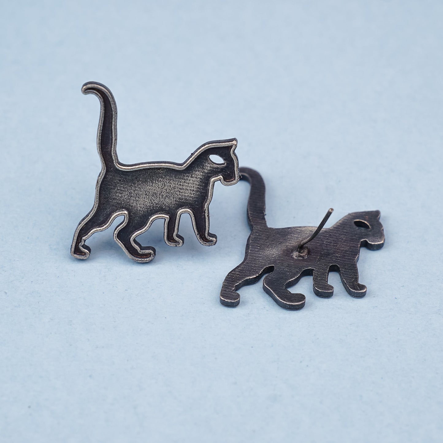 Marjari- Silver Brass oxidised stud earrings