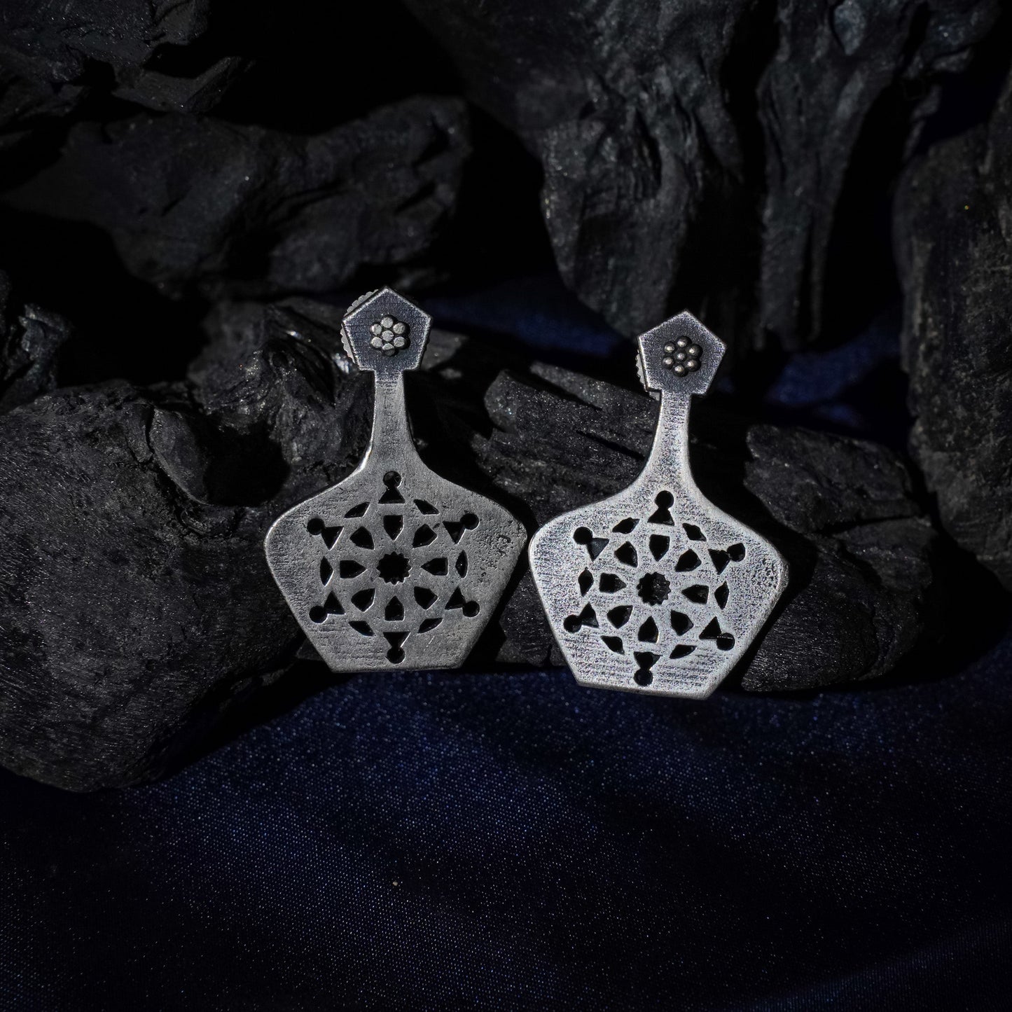 Matira- Silver Brass oxidised stud earrings