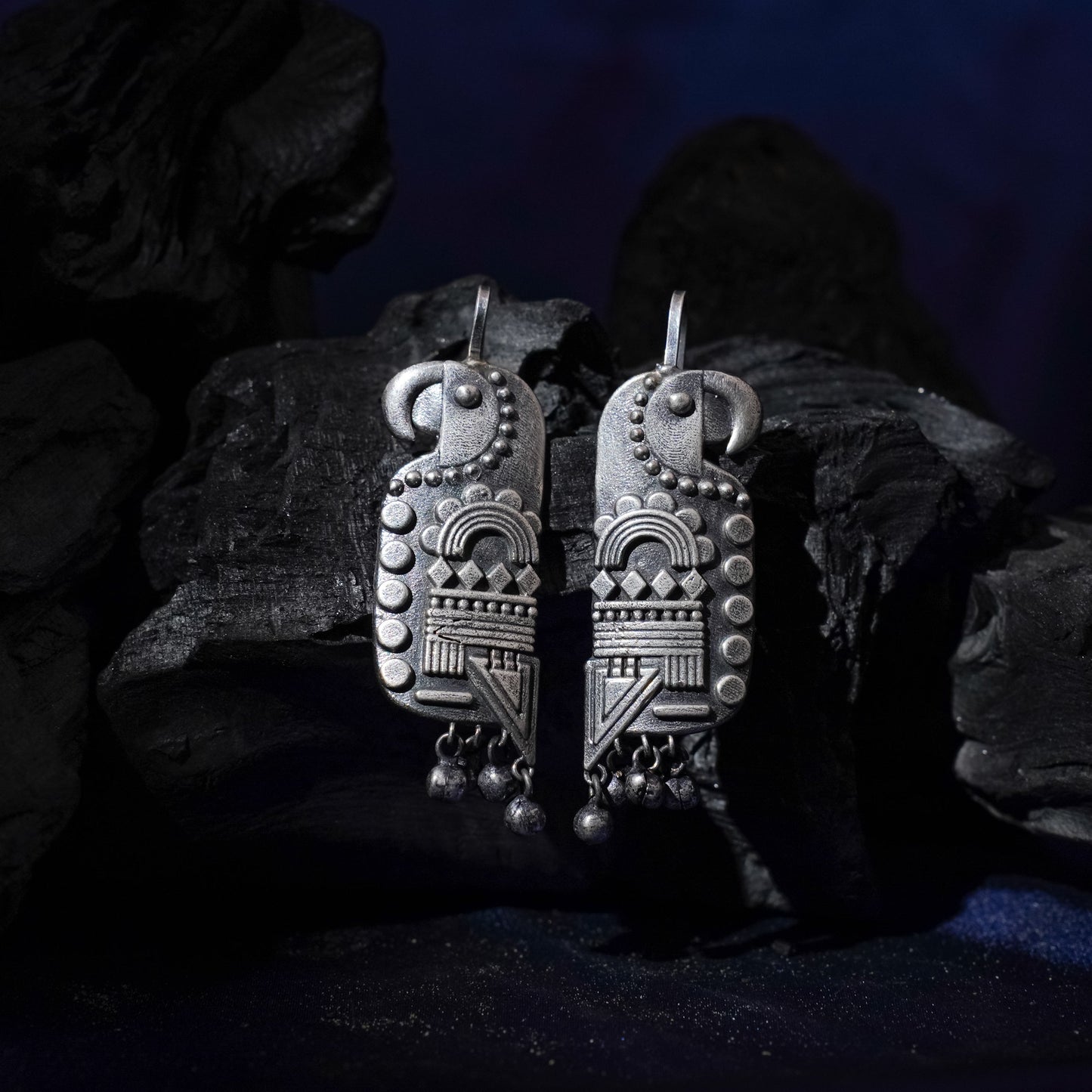 Kalrav – Silver-Toned Handcrafted Brass Stud Earrings