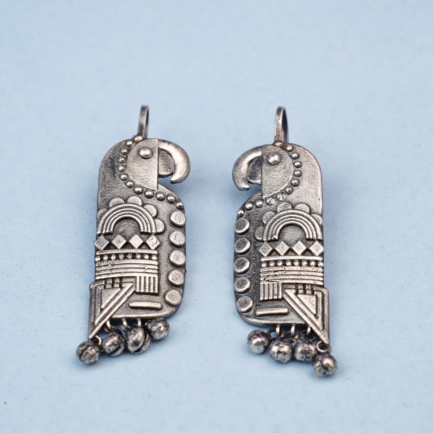 Kalrav – Silver-Toned Handcrafted Brass Stud Earrings